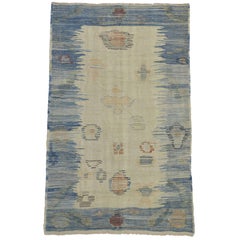 New Contemporary Turkish Kilim Souf Rug with Tribal Style, Flat-weave Souf Rug