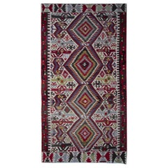 Turkish Kilim Rugs, Antique Rug Runner, Geometric Handmade Carpet Rugs Sale