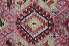 Turkish Kilim Rugs, Antique Rug Runner, Geometric Handmade Carpet Rugs Sale