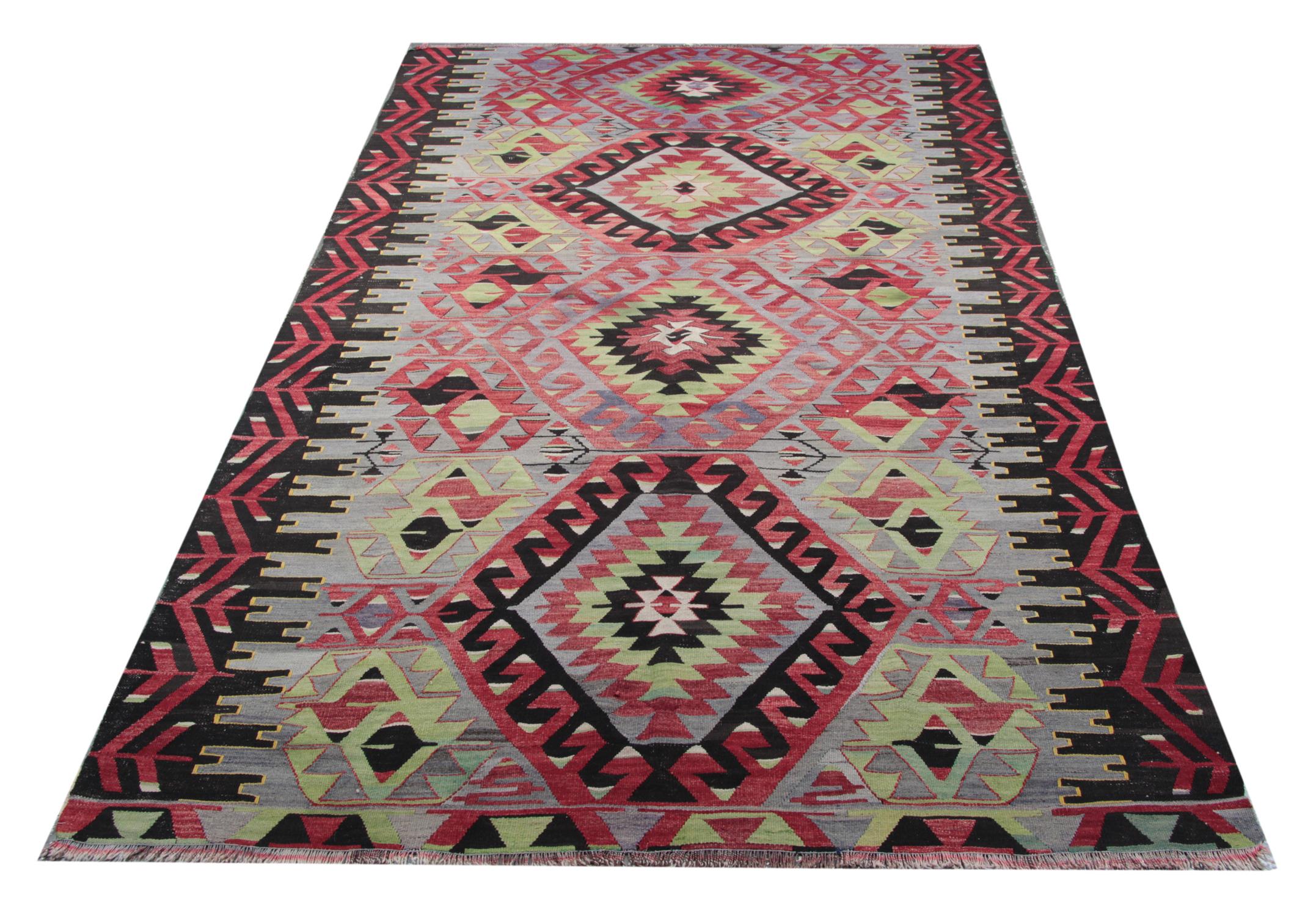 Hand-Knotted Turkish Kilim Rugs, Antique Rug Runner, Geometric Handmade Carpet Rugs Sale For Sale