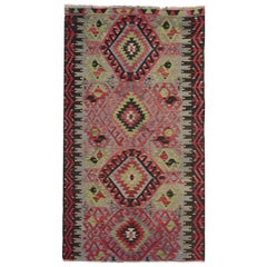 Turkish Kilim Rugs, Antique Rug Runner, Geometric Handmade Carpet Rugs Sale