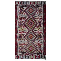 Turkish Kilim Rugs, Vintage Rug Runner, Geometric Handmade Carpet Rugs Sale