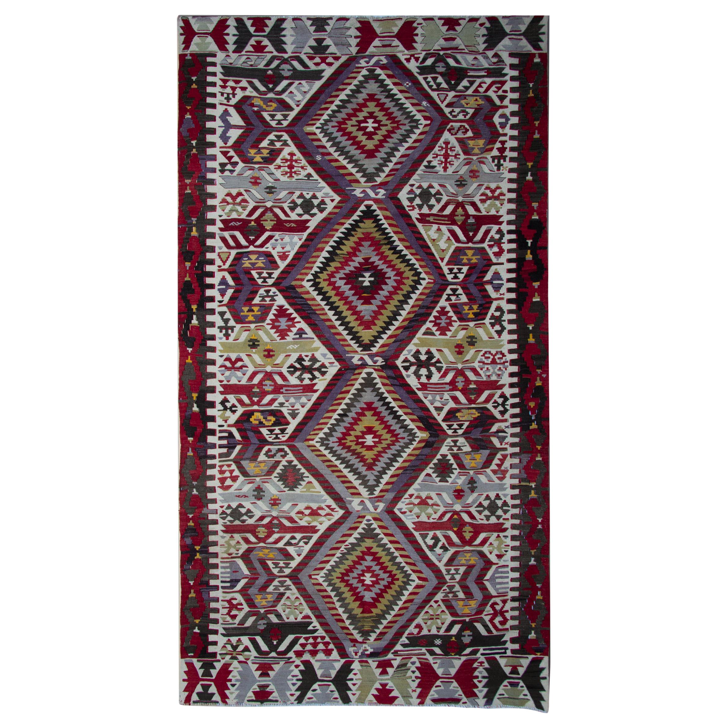 Tapis Kilim turcs, tapis de couloir antique, tapis géométriques faits main, vente de tapis en vente