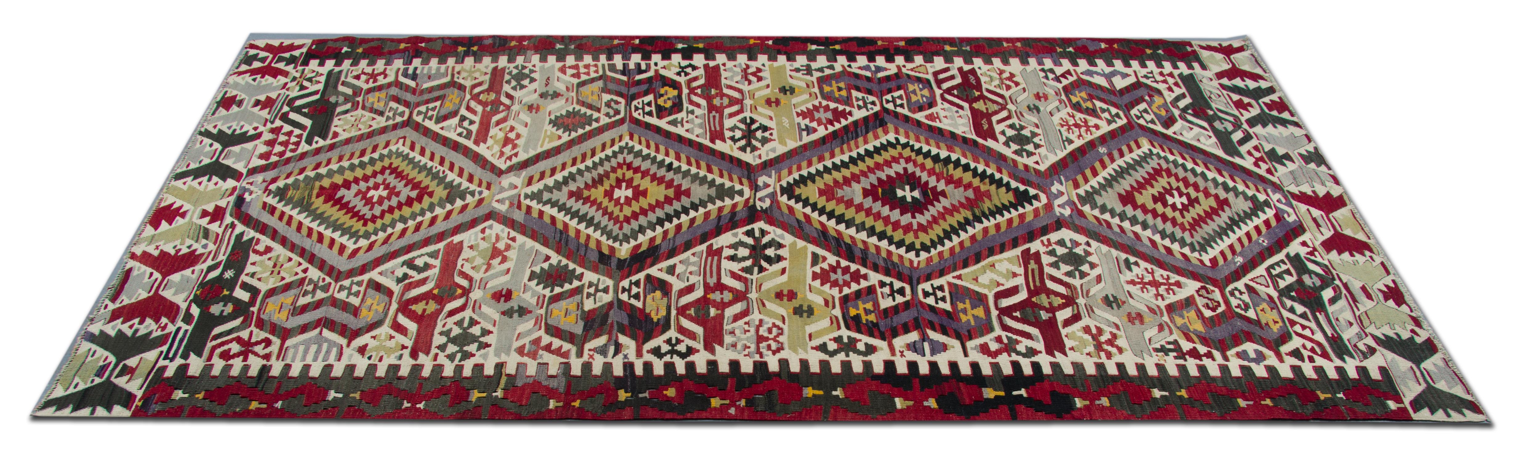 Türkische Kelim-Teppiche, antike Teppiche, UK, geometrische, handgefertigte Teppiche, Verkauf (Pflanzlich gefärbt) im Angebot