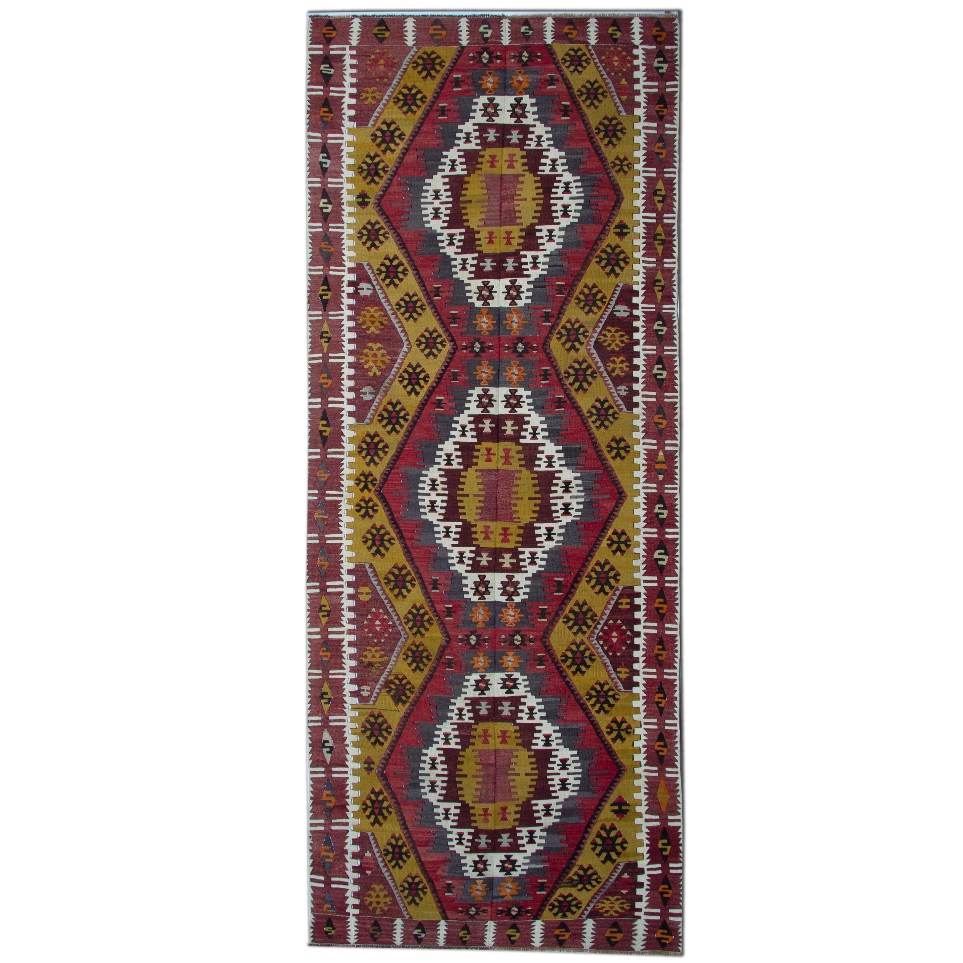 Handmade Carpet Turkish Kilim Rugs, Antique Runner Rug, Gold Rug Stair Runner