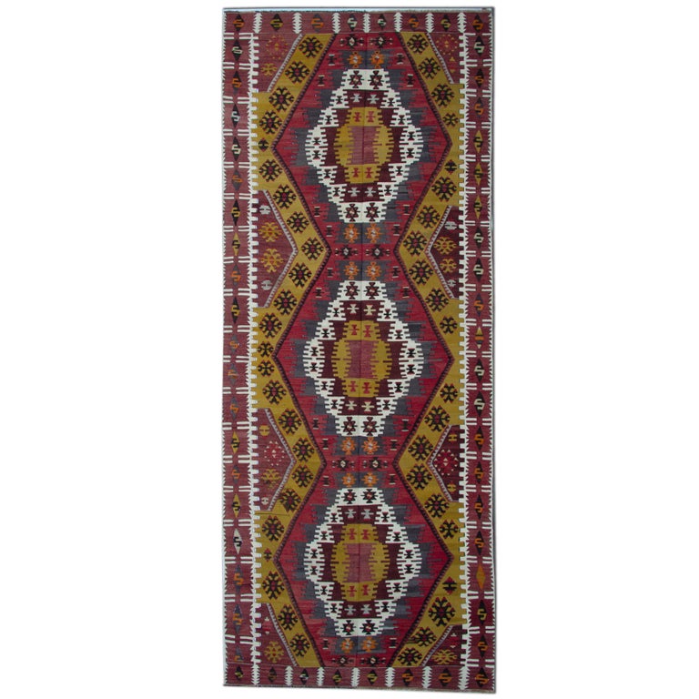 Handmade Carpet Turkish Kilim Rugs, Antique Runner Rug, Gold Rug Stair Runner For Sale at 1stDibs
