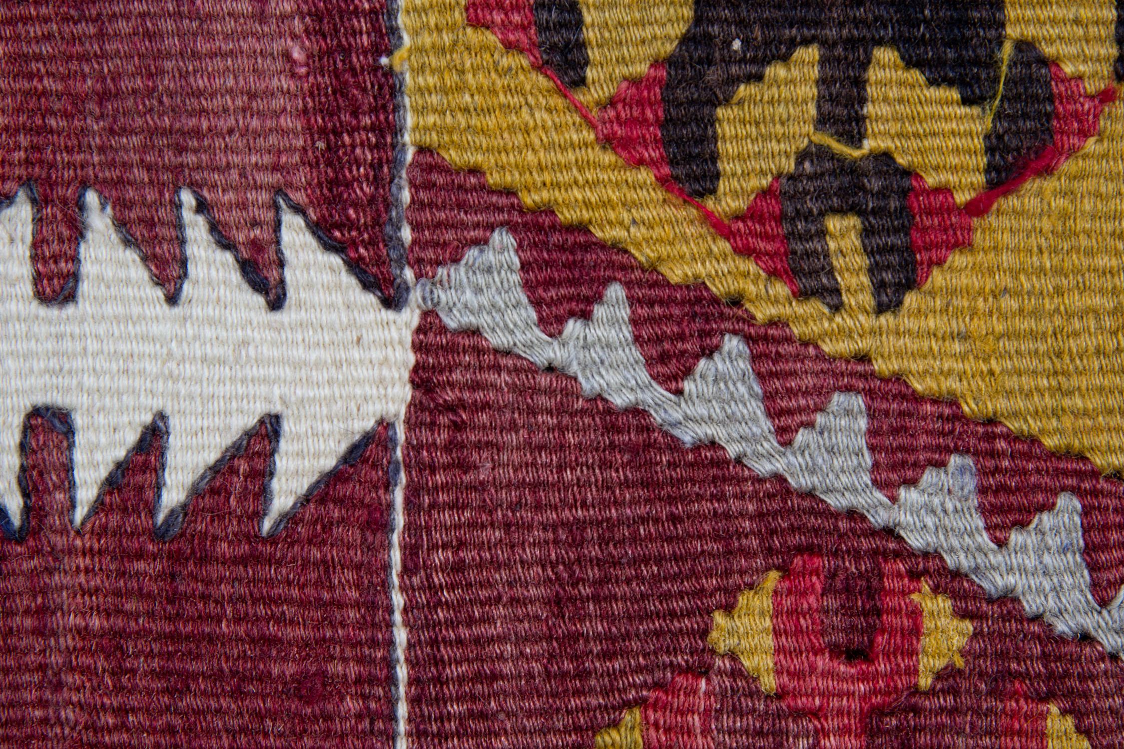 Hand-Knotted Turkish Kilim Rugs, Antique Runner Rug, Gold Rug Stair Runner Handmade Carpet For Sale