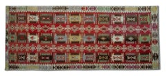Antique Turkish Kilim Rug Tribal Geometric Wool Flatweave Carpet 390x163cm