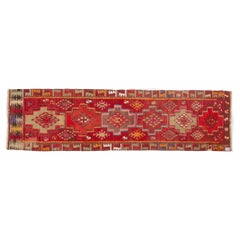 Turkish Kilim Runner, Hand-Woven Wool, Mid-20th Century, 331 cm Long