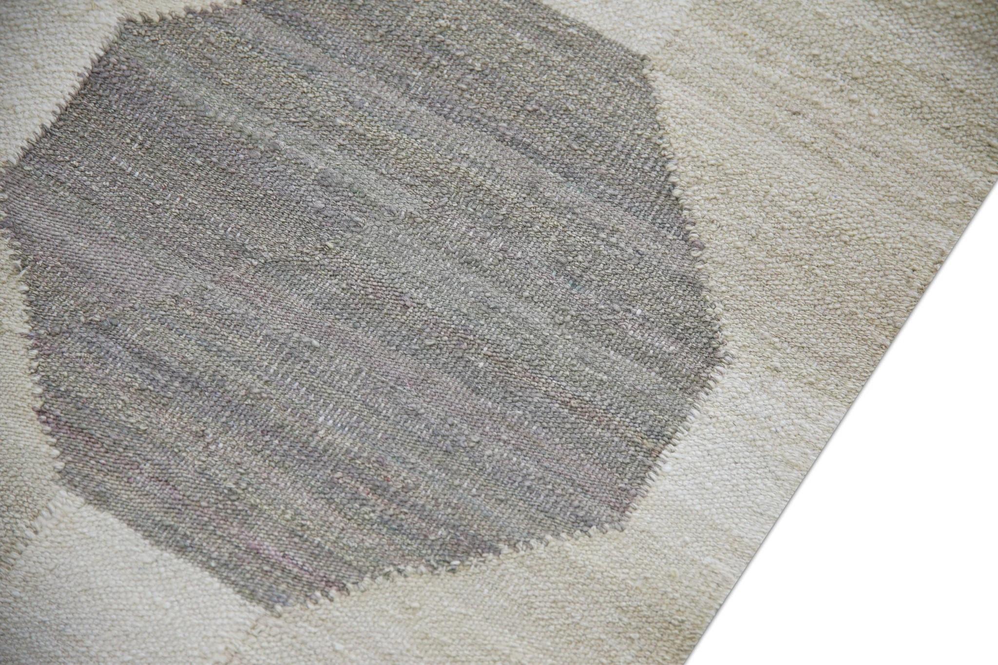 Türkische Kilim Läufer Brown frühen 21. Jahrhundert Wolle Flachgewebe 3'1
