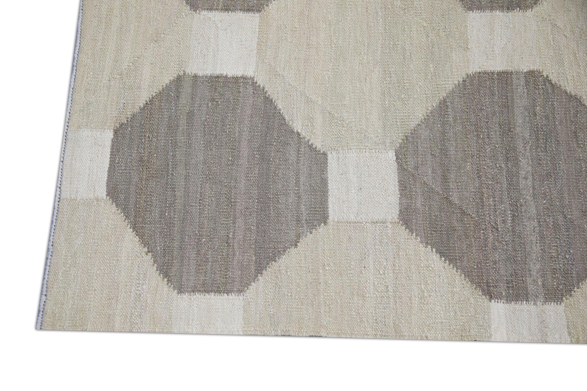 Türkische Kilim Läufer Brown frühen 21. Jahrhundert Wolle Flachgewebe 3'1