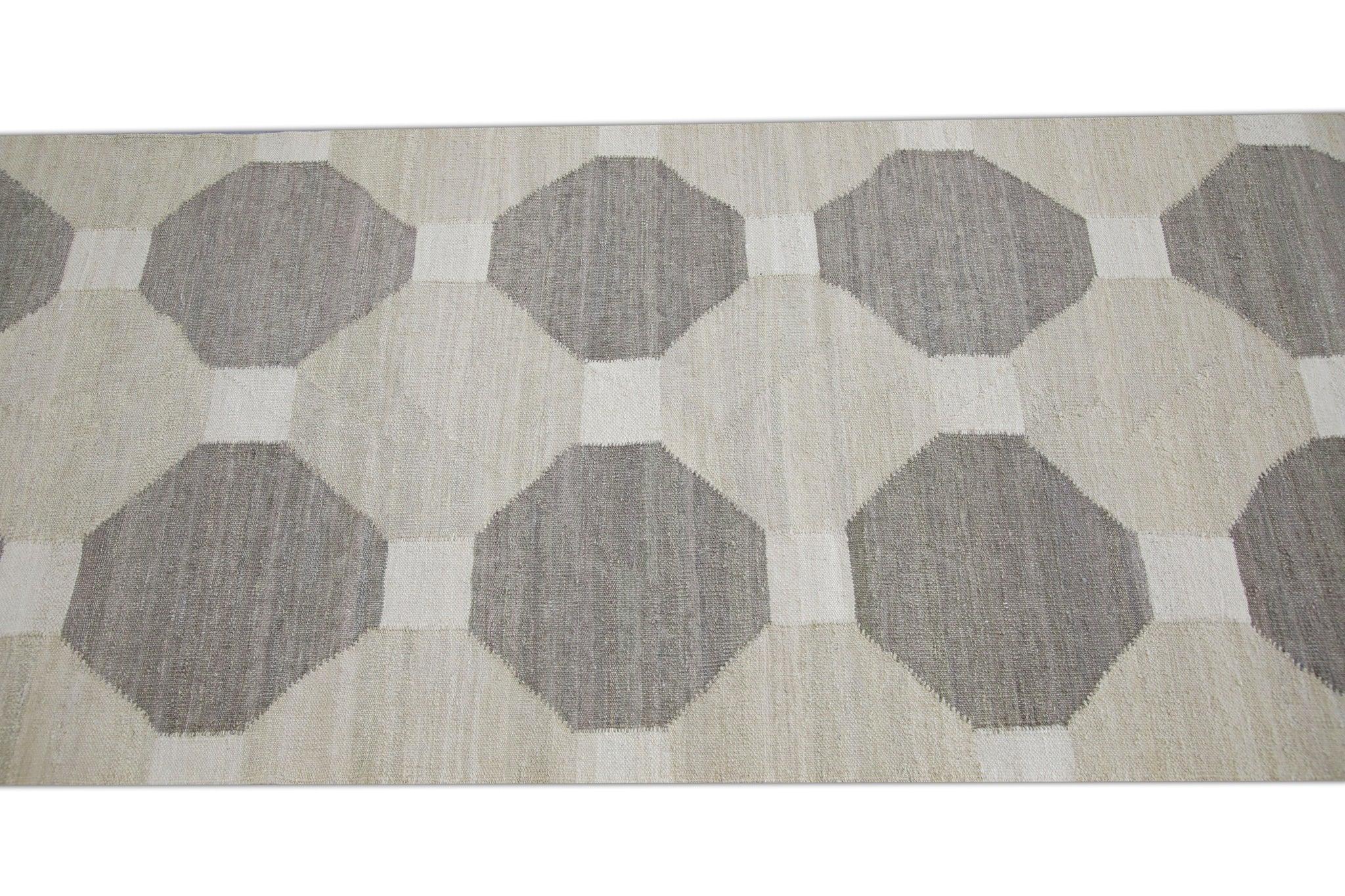 Türkische Kilim Läufer Brown frühen 21. Jahrhundert Wolle Flachgewebe 3'1