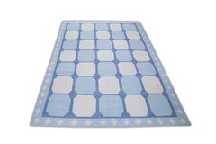 Turkish Kilim Sky Blue & Ivory Handwoven Wool Flatweave 9'1" x 12'8"