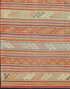 Turkish Kilim Vintage Rug with Assorted Stripe Design in a Variety of Colors