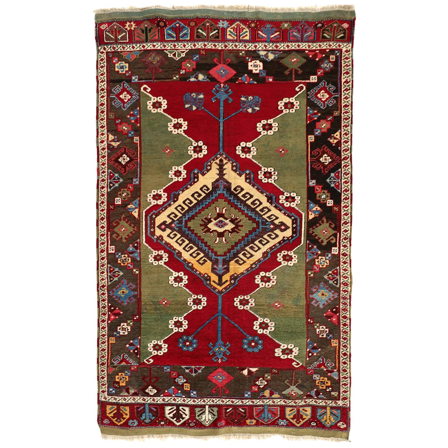 Antiker türkischer Kirsehir-Teppich aus Wolle von 1920, 3' x 5' im Angebot