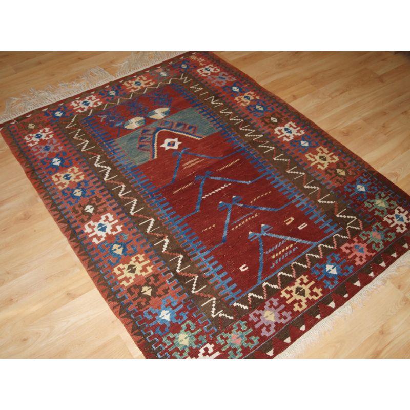 Recently produced, this Central Anatolian Konya prayer Kilim is of traditional design.

In excellent condition; this Kilim has pleasing natural dyes and hand spun wool.

Hand washed and ready for use or display.

Additional information:
Origin: