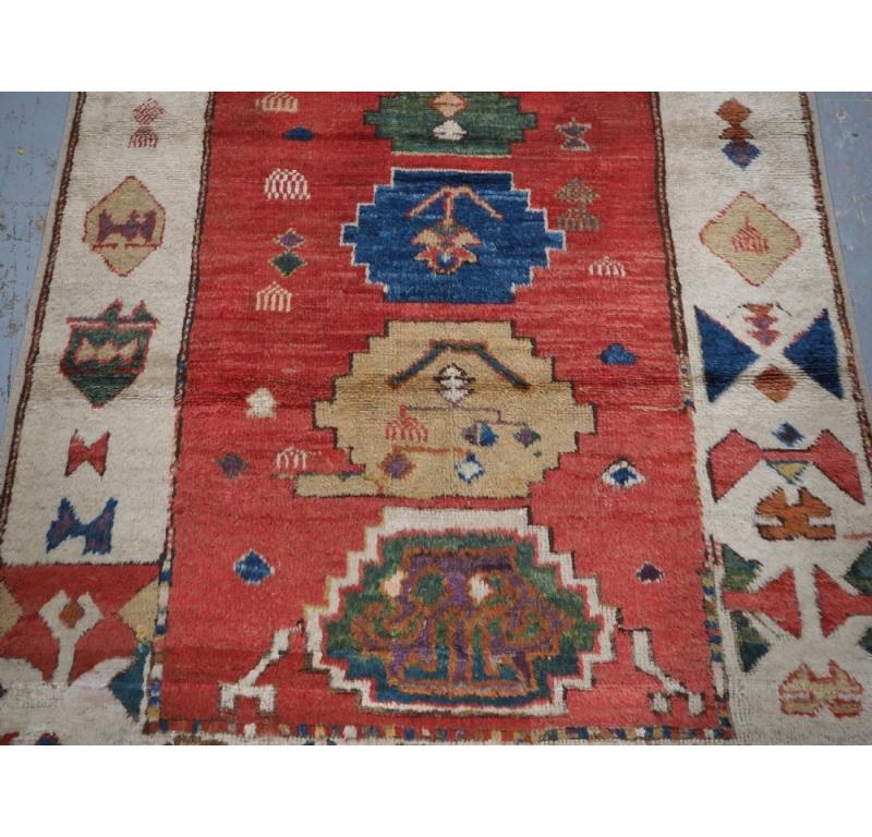 Turkish Konya Rug, Village Rug Made With Antique Wool, 19th Century For Sale 1