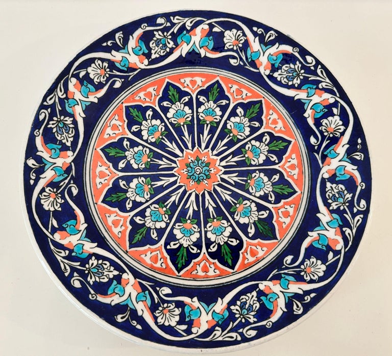Turkish Kütahya Pottery Hand Painted Wall Plate Iznik Style