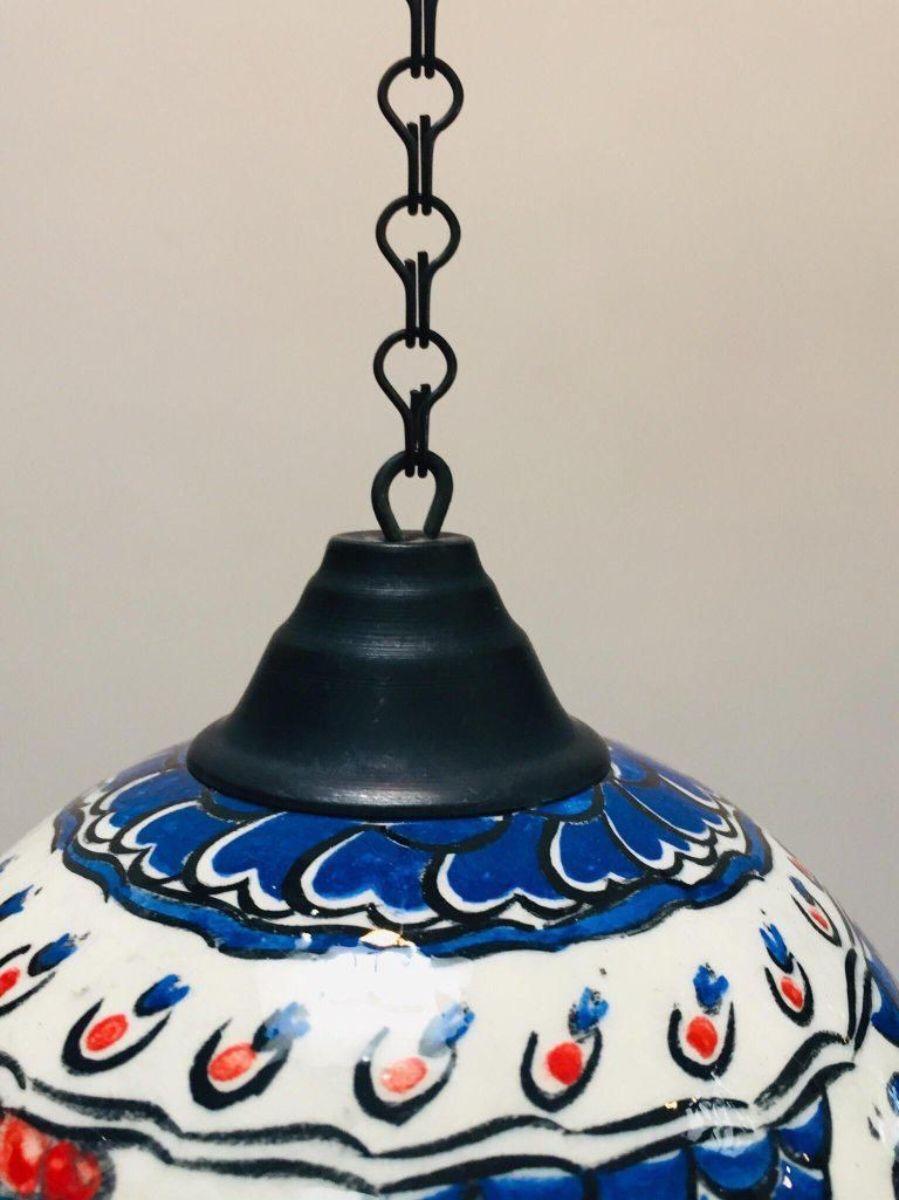 Turkish Kutahya Pottery Polychrome Hand Painted Ceramic Hanging Ornament 2