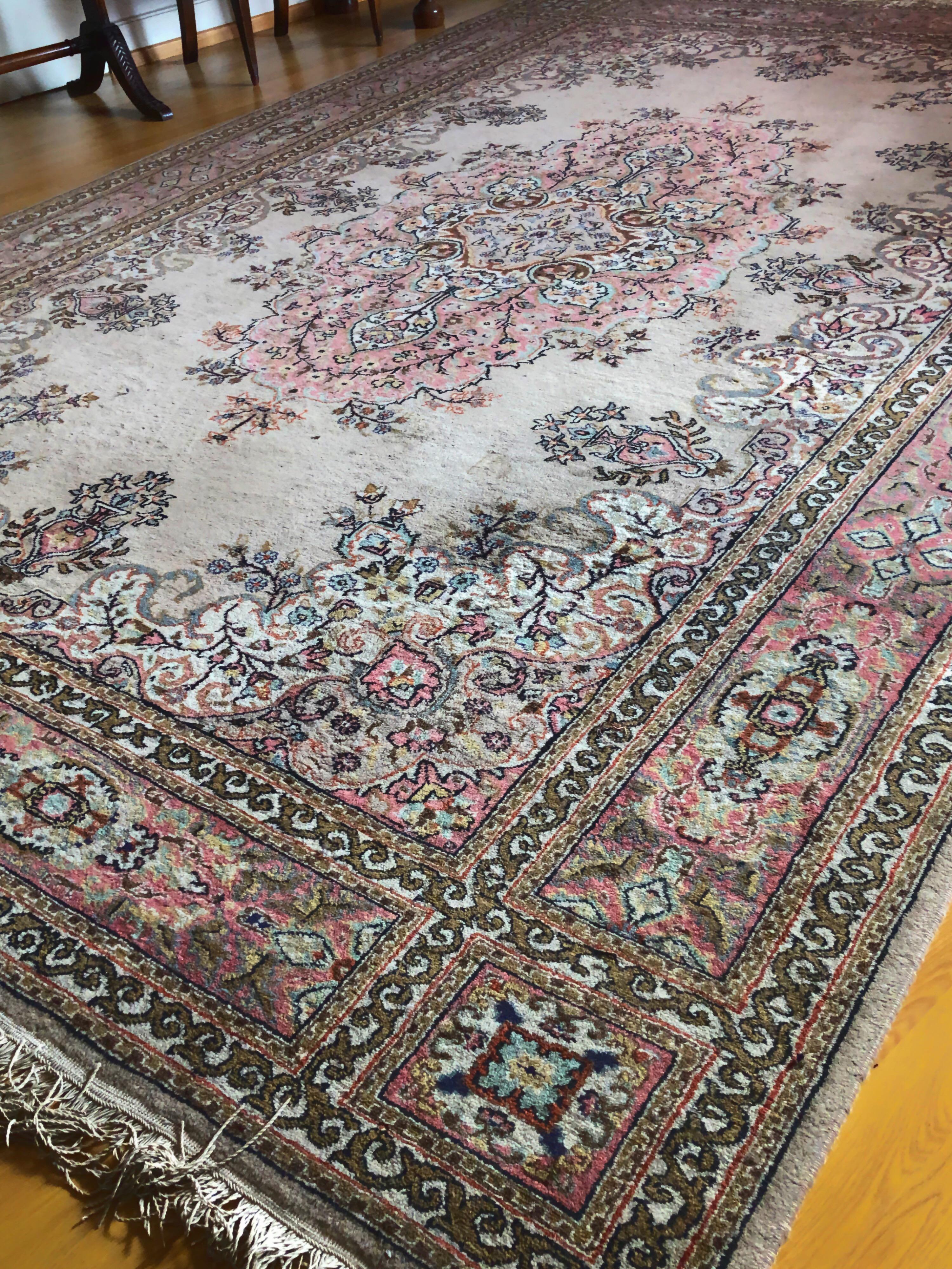 Turkish Large Carpet Kilim Pink Blue Floral Motives Elegant Asian Design SALE  3