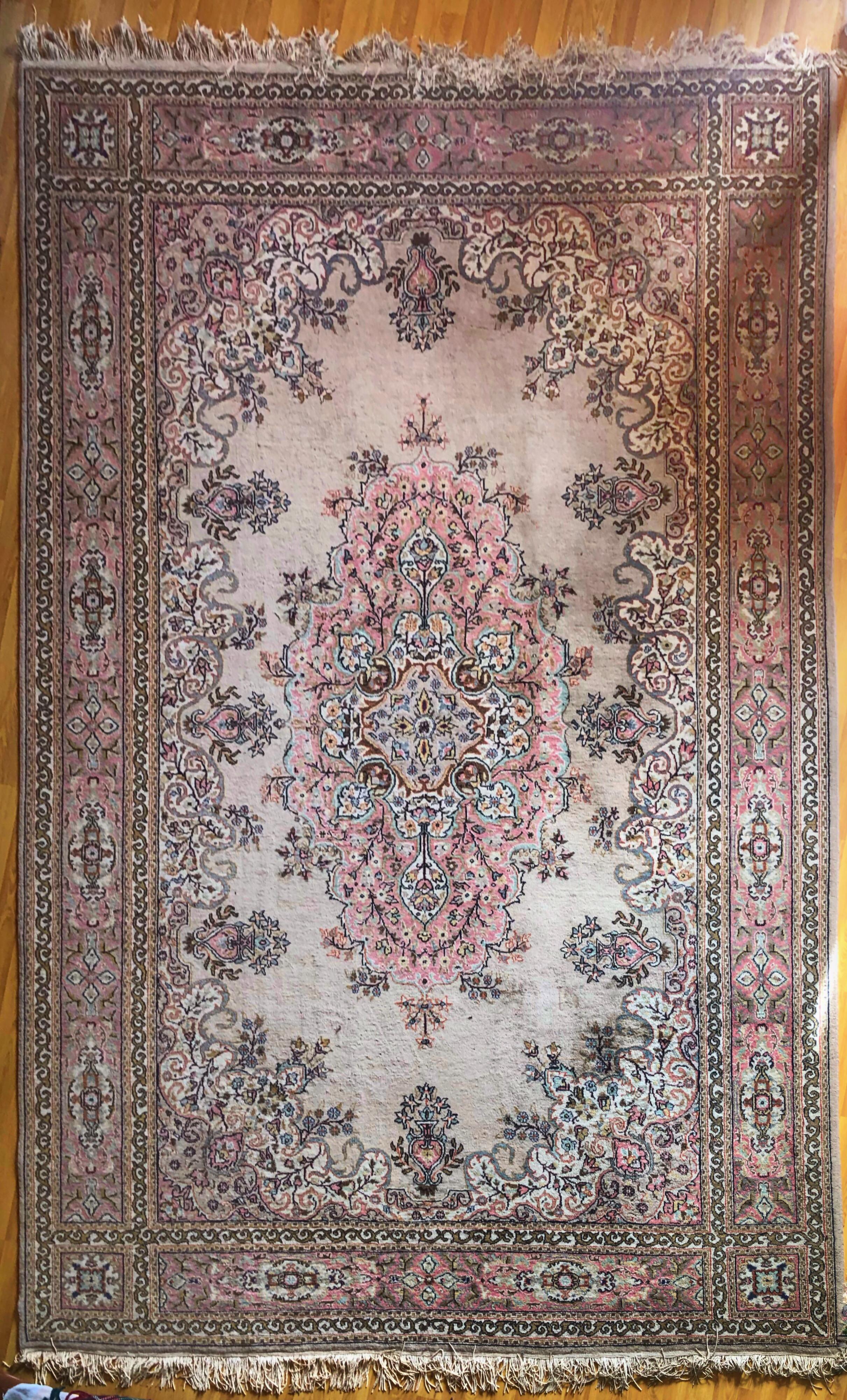 Turkish Large Carpet Kilim Pink Blue Floral Motives Elegant Asian Design SALE  4