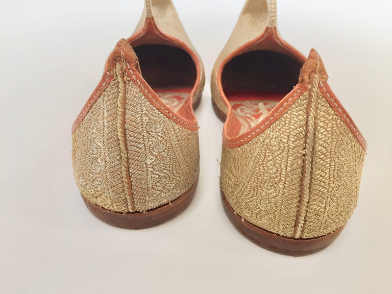 Turkish Leather Shoes with Gold Embroidered For Sale at 1stdibs