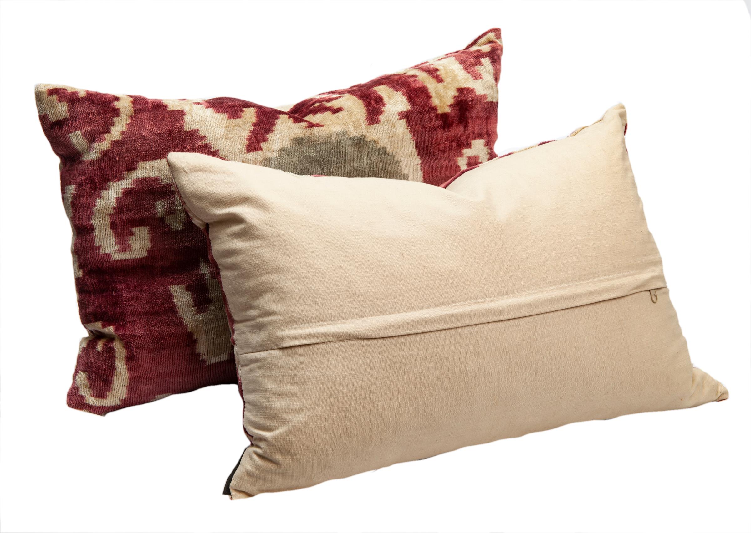 Mekhann Iktat Lombard Pillow Pair from Turkey made of imported silk with feather down insert.
Mekhann was established in 2012 to bring a contemporary outlook to a tradition Turkish textiles uniting hand crafted techniques spanning two millennia with