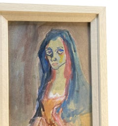 Disegno turco di metà secolo incorniciato di una signora