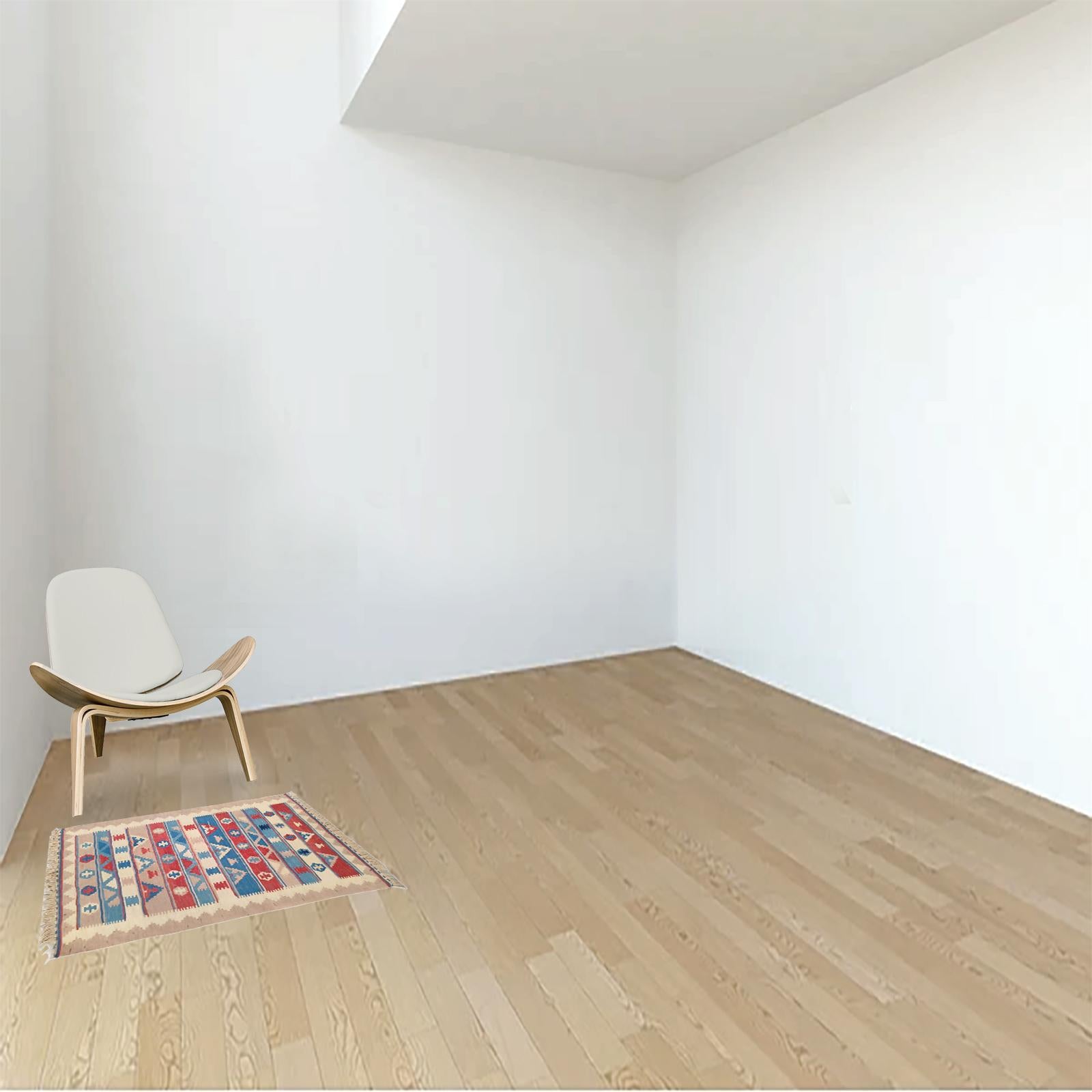 Qashqai Mini-Kelim-Teppich, Wandteppich, geometrisches Design, kostenloser Versand (Moderne der Mitte des Jahrhunderts) im Angebot