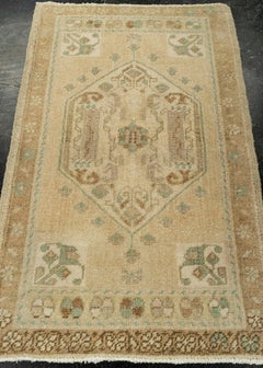 Turkish Mini Rug Oriental Hand Knotted Vintage Rug 1'10" x 3' #21091
