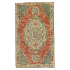 Turkish Mini Rug Oriental Hand Knotted Vintage Rug 1'10" x 3' #21159
