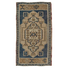 Turkish Mini Rug Oriental Hand Knotted Vintage Rug 1'10" x 3'2" #21189
