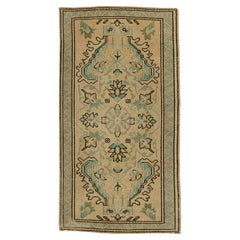 Tappeto turco mini, tappeto orientale vintage annodato a mano 30,5 cm x 104,5 cm #21092
