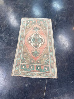 Mini-tapis turc oriental, tissé à la main, de style vintage, 30,5 cm x 112,7 cm #17869