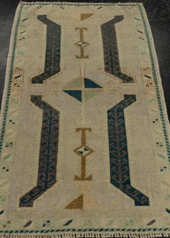 Türkischer Mini-Teppich – Orientalischer, handgeknüpfter Vintage-Teppich, 33 cm x 97 cm, Nr. 21211