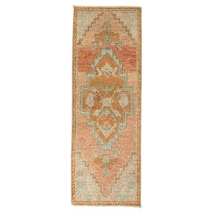 Tappeto turco mini, tappeto orientale vintage annodato a mano 38 cm x 113 cm #21295