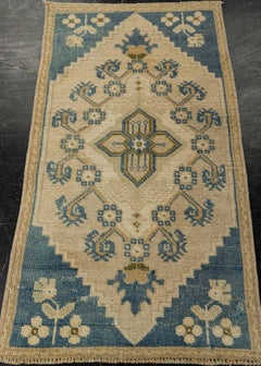Turkish Mini Rug Oriental Hand Knotted Vintage Rug 1'4" x 2'6" #21197