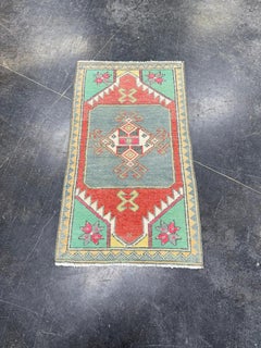 Turkish Mini Rug Oriental Hand Knotted Vintage Rug 1'5" x 2'6" #17063