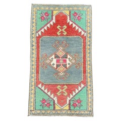 Turkish Mini Rug Oriental Hand Knotted Vintage Rug 1'5" x 2'6" #17063