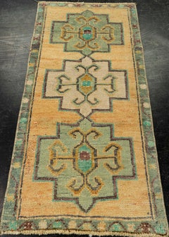 Türkischer Mini-Teppich, orientalischer, handgeknüpfter Vintage-Teppich, 45,7 cm x 97,5 cm, Nr. 21153