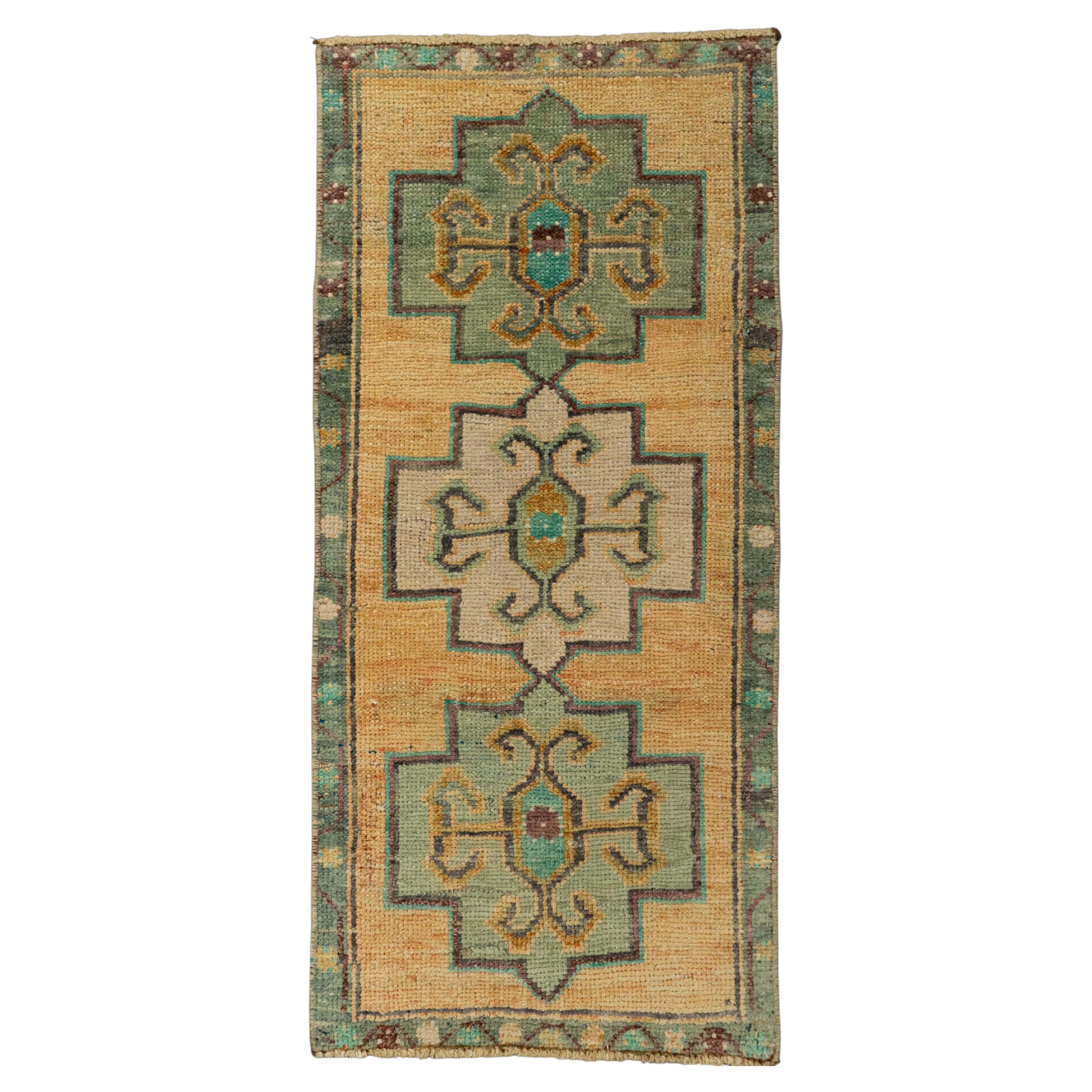 Tappeto turco mini, tappeto orientale vintage annodato a mano 45,7 cm x 97,5 cm #21153