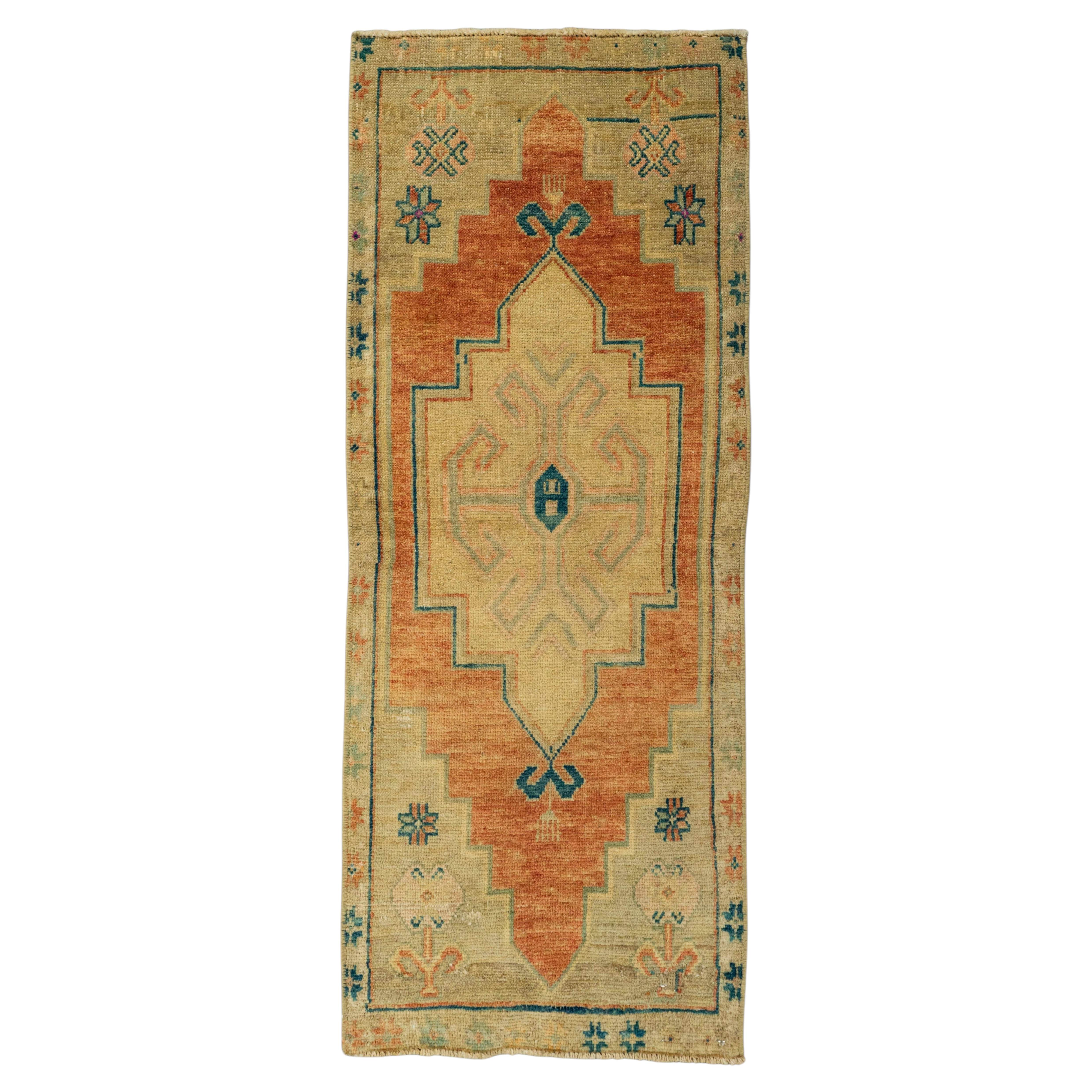 Turkish Mini Rug Oriental Hand Knotted Vintage Rug 1'5" x 3'8" #21150