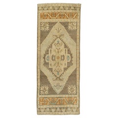 Turkish Mini Rug Oriental Hand Knotted Vintage Rug 1'5" x 3'9" #21088