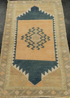 Turkish Mini Rug Oriental Hand Knotted Vintage Rug 1'7" x 1'8" #21155