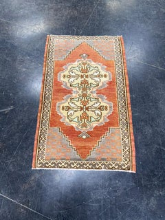 Turkish Mini Rug Oriental Hand Knotted Vintage Rug 1'7" x 2'8" #17465