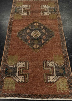 Türkischer Mini-Teppich – Orientalischer, handgeknüpfter Vintage-Teppich, 52 cm x 104 cm, Nr. 21275