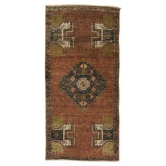 Türkischer Mini-Teppich – Orientalischer, handgeknüpfter Vintage-Teppich, 52 cm x 104 cm, Nr. 21275
