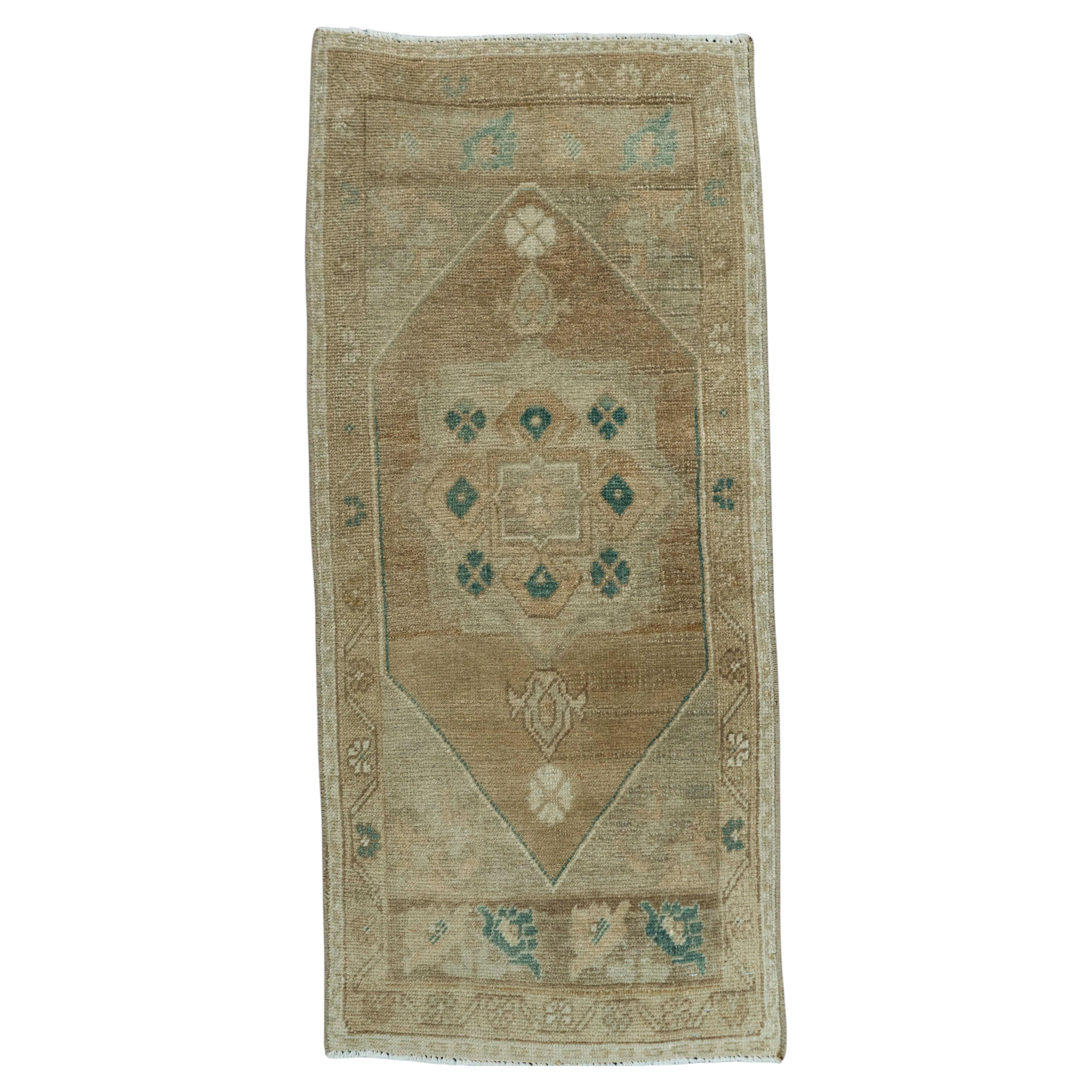 Turkish Mini Rug Oriental Hand Knotted Vintage Rug 1'7" x 3'6" #20729