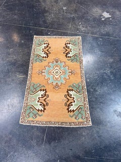 Turkish Mini Rug Oriental Hand Knotted Vintage Rug 1'8" x 2'11" #17080