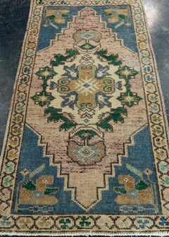 Turkish Mini Rug Oriental Hand Knotted Vintage Rug 1'8" x 3' #20740